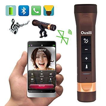Ousili Led flashlight, bicycle light,with Bluetooth Speaker 2200mAh Portable Charger and Bluetooth phone speakers Readable micro SD\TF card,Multifunctional 4 in 1