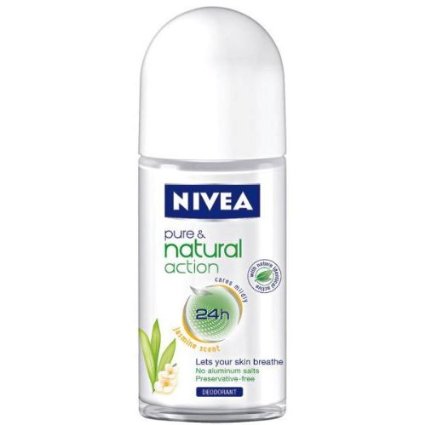 Nivea PURE & NATURAL ACTION (JASMIN SCENT) Deodorant ROLL-ON for Women, 50 ML / 1.7 OZ