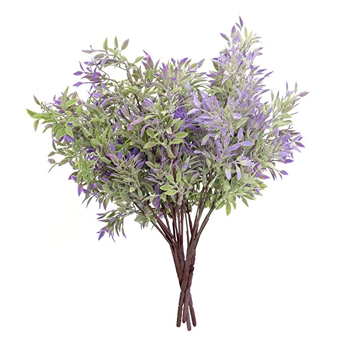 ATOFUL Artificial Fake Flowers-Plastic Faux Plants Leaves Arrangements for Indoor/Outdoor Decorations, Wedding, Party, Home, Videos or MV (Purple)