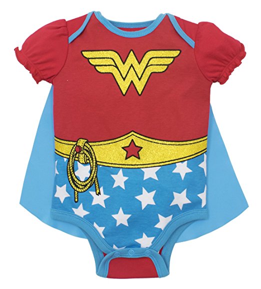 Wonder Woman Baby Girls' Costume Onesie with Cape, Red