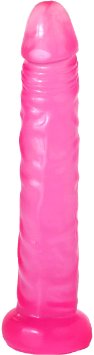 Slim Beginner Dildo by Healthy Vibes Pink 55 - Small Dildo with Vein Texture is Perfect for First-Time Users or for Experimenting with Anal Play - Made of Body Safe TPR Latex and Phthalate Free