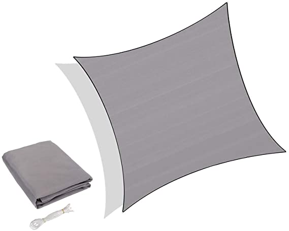 Sunnylaxx Water Resistant Sun Shade Sail - 3x3m Square, Anti-UV Awning Canopy for Outdoor Patio Garden, Gray