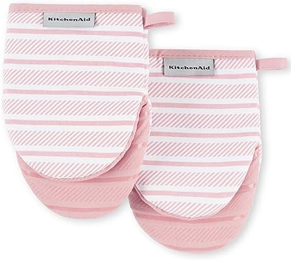 KitchenAid Albany Mini Oven Mitt 2-Pack Set, Dried Rose, 5.5"x8"