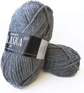 100% Wool Worsted Yarn Drops Alaska,1.8 oz Ball - 77 yds (04 Grey)