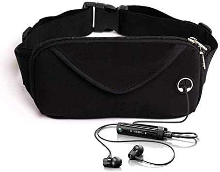 Running Waist Pack, Fanny Pack for Men Women, Slim Soft Water-Resistant Waist Bag with Phone Holder for Sports Hiking Workout Traveling Cycling, Fit All Cell Phones, Black