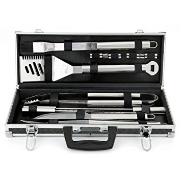Mr. Bar-B-Q 18 Piece Tool Set Tire Track Case - Stainless Steel