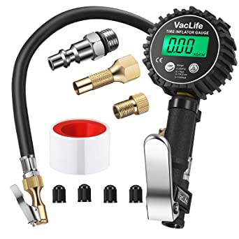 VacLife Tire Pressure Gauge, Durable Air Compressor Accessory for Vehicles, 3-in-1 Deflator & Tire Inflator with Pressure Gauge, Portable 250PSI Digital Tire Pressure Gauge, Model: 86500A (VL705)