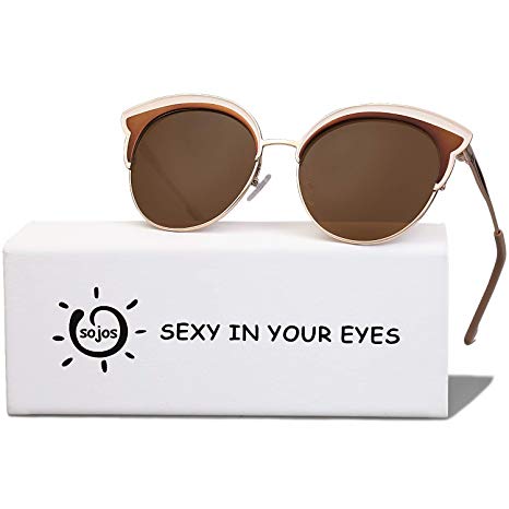 SOJOS Polarized Round Sunglasses for Women Mirrored Lens CUTIE