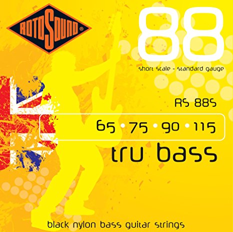 Rotosound RS88S Black Nylon Flatwound Short Bass Guitar Strings (65 75 90 115)