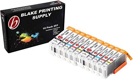 10 Pack Blake Printing Supply CLI-251XL 251 XL PGI-250XL 250XL High Yield Ink Cartridges for Canon PIXMA iP7220 iX6820 MG5420 MG5422 MG5520 MG5522 MG5620 MG5622 MG6420 MG6620 MX722 MX922