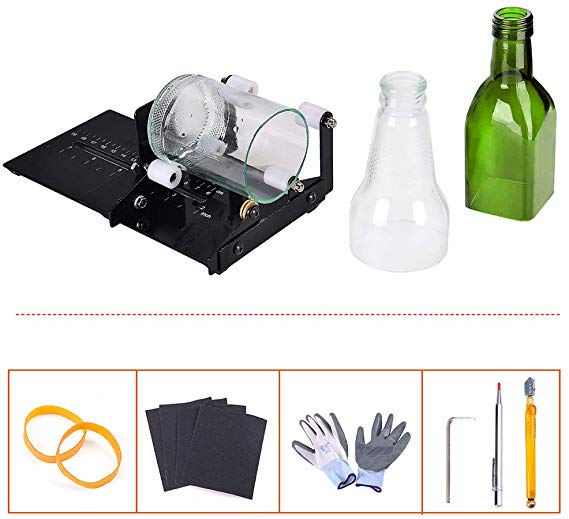 IMT Professional Bottle Cutter, Glass Cutter Wine Bottle Cutting Tool Kit for Square/Round Bottles, DIY Crafting Machine with Accessories of Glass Cutters, Scribe, Gloves, Scoring Tools and Much More
