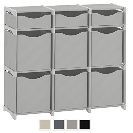 9 Cube Organizer | Set of Storage Cubes Included | DIY Cubby Organizer Bins | Cube Shelves ladder Storage Unit shelf | Closet Organizer for Bedroom, Playroom, Livingroom, Office (Light Grey)