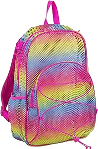 Eastsport Mesh Hiking Backpack Lightweight Bungee See Through for Travel, College, Swim, Gym Bag, Pink Ombre