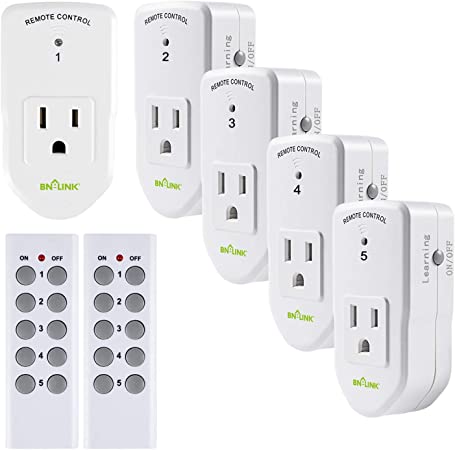 Century Wireless Remote Control Electrical Outlet Switch for Household Appliances, White (Learning Code, 5Rx-2Tx)