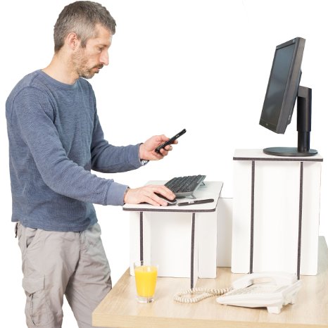 Joki Standing Desk: Patented Polyethylene Ergonomic Desktop Computer Standing Desk Converter; Two-tier Height Adjustable Design; Convert Your Desk to Stand Up Work Station