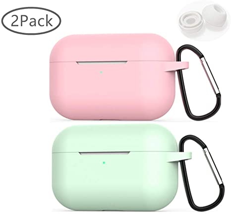 Airpods Pro Case - TFWell Airpod Pro Accessories Protective Case Cover Portable & Shockproof Women Girls Men Kids with Earplugs and Keychains for Apple Airpods Pro Charging Case 2019 [2 Pack]
