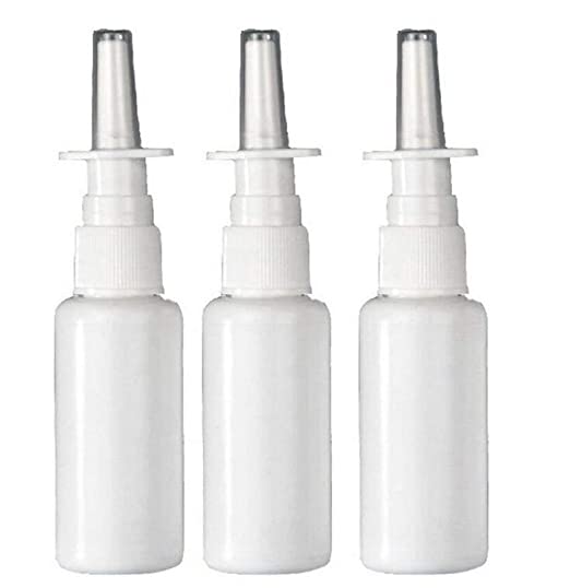12PCS 30ML/1oz Empty Refillable White Plastic Medical Nasal Spray Bottles Pump Sprayer Container Vial Pot for Saline Water Wash Applications Irrigation
