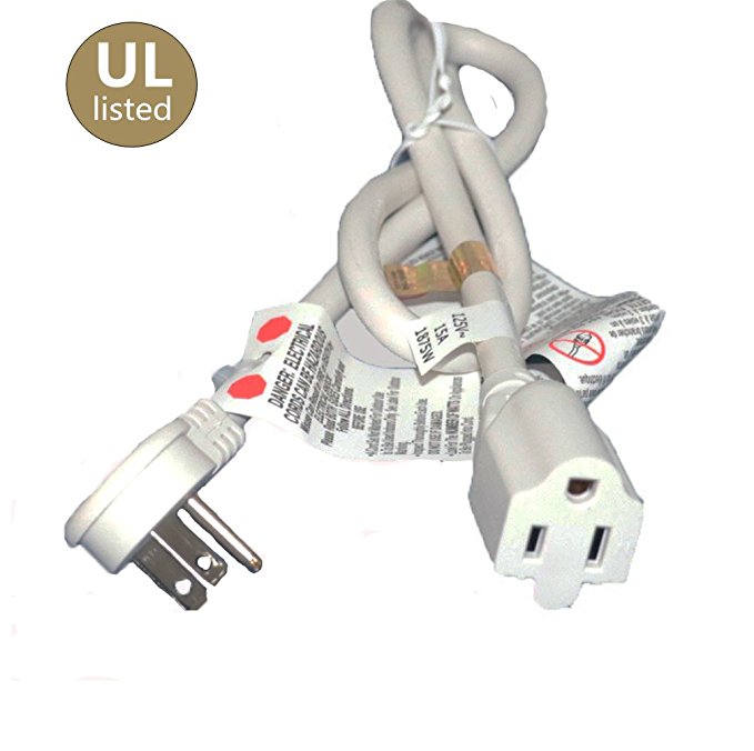 FIRMERST Ultra Flat Plug 14AWG/3C Power Extension Cord 3ft White
