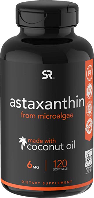 Astaxanthin (6mg) with Organic Coconut Oil for Better Absorption - 120 Softgels