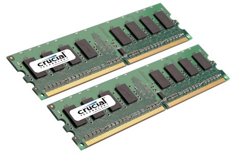 Crucial CT2CP25664AA667 4GB (2GBx2) 240-pin DIMM DDR2 PC2-5300 Memory Module