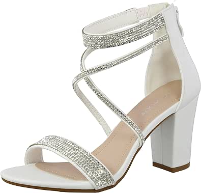 TOP Moda Women's Formal Rhinestone High Heel Sandal Ankle Strap