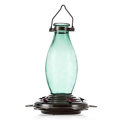BOLITE 18001 Hummingbird Feeder Glass Wild Bird Feeders, Retro Edison Bulb Bottle, 25 Ounces