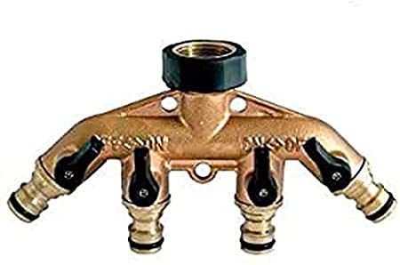 Voche® Solid Brass 4 Way Outside Garden Tap Multi Adaptor with Hose Connectors RRP £39.99