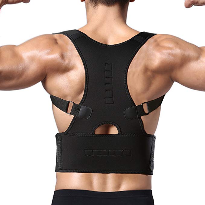 FITTOO Adjustable Magnetic Posture Corrector Back Shoulder Lumbar Waist Support Belt for Men and Women - Comfortable and Discreet, Pain Relief, Improve Posture