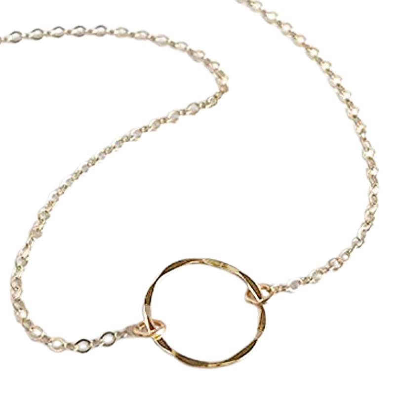 14k Gold Filled Circle Necklace For Women Gold Layering Necklaces Karma Eternity Circle Necklace Trendy Gold Choker Necklace Minimalist Jewelry For Women Dainty Jewelry (15-17 inches adjustable)