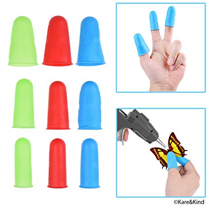 Protective Finger Caps/Silicone Finger Protectors - 9-Pack - Prevents Burnt Fingers While Crafting with Glue Gun, Hot Wax, Soldering Iron - Also Protects When Sewing, Arranging Roses, etc.