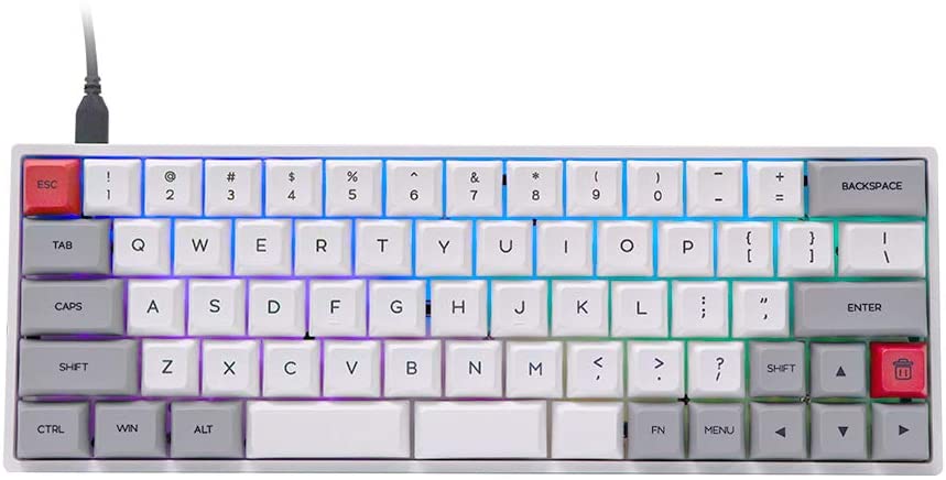 EPOMAKER SK66S 60% Keys Bluetooth 5.1 Wireless Wired Dual Mode Gateron Optical Mechanical Gaming Keyboard with RGB Backlight and PBT Heat Sublimation Keycaps (Gateron Optical Blue, Grey White)