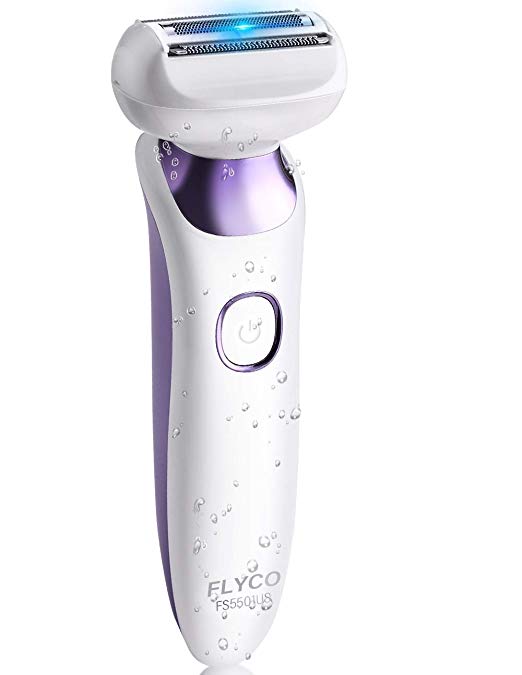 Electric Shaver for Women, FLYCO Bikini Trimmer Painless Wet & Dry Hair Removal Epilator with LED Light for Leg, Underarm, Arm