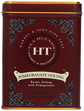 Harney & Sons - Pomegranate Oolong, Flavored Oolong Sachets, 20 Count (Pack of 2)