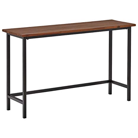 Rivet Industrial Counter-Height Table, 47.25"W, Walnut