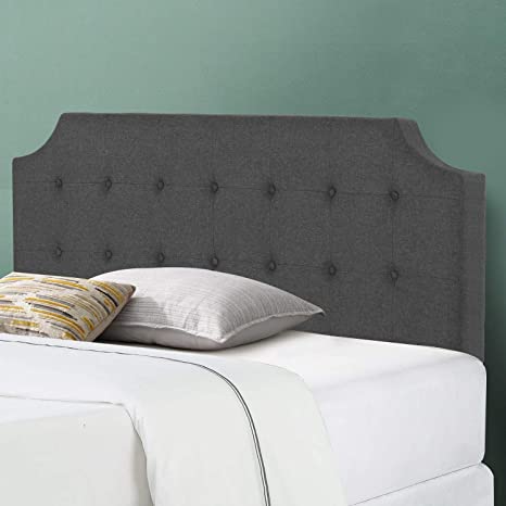 VECELO Upholstered Linen Fabric Surface Metal Frame/Woodboard/Inner Sponge,Headboards for Queen Bed,Dark Grey