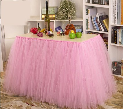 Stuffwholesale Fitted Party Table Skirt Children Party Decoration Table Cloth (Pink)