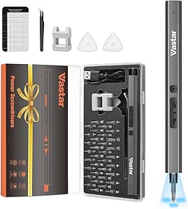 Vastar Mini Electric Screwdriver, 42 in 1 Cordless Precision Screwdriver Set with 34 Magnetic Precision Bits, Rechargeable Portable Repair Tool Kit with LED Lights for Phones Laptops Glasses Camera