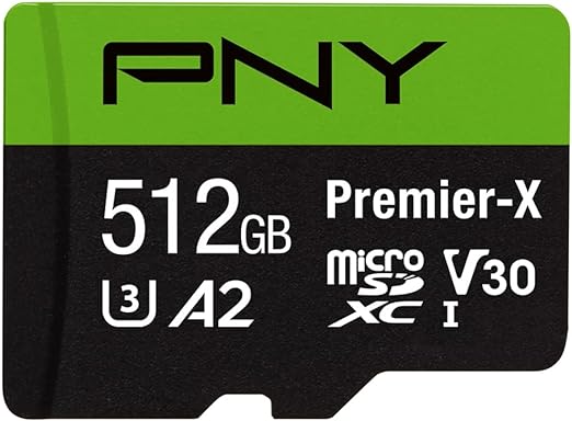 PNY P-SDU512V32100PX-GE 512GB Premier-X Class 10 U3 V30 microSDXC Flash Memory Card, Black