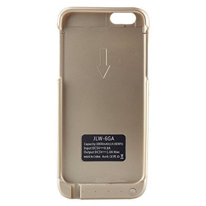 Kinps®detachable 3800mAh for Apple Iphone 6 4.7inch External Rechargeable Spare Backup Extended Battery Charger Pack Case Cover -With Stand (3800mAh For Iphone 6 4.7', Gold)