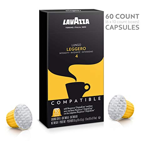 Lavazza Nespresso Compatible Capsules, Leggero Lungo Medium Roast Coffee (Pack of 60)