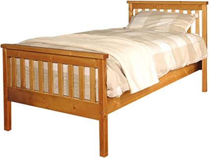 Comfy Living 3ft Single Atlantis Style Wooden Pine Bed Frame in Caramel