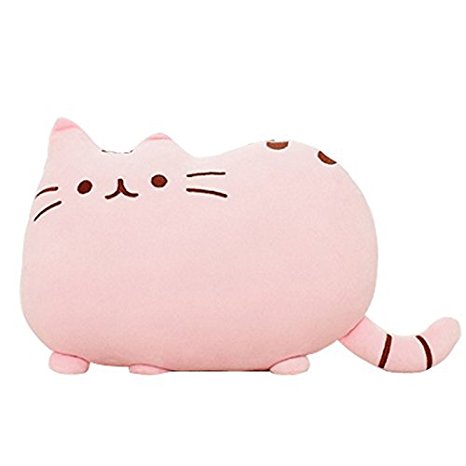 Pillow Pet Creative Cute Big Cat Shaped Cushion Sofa Decorative Soft Plush Toy Doll 15inches 1PC (Pink)