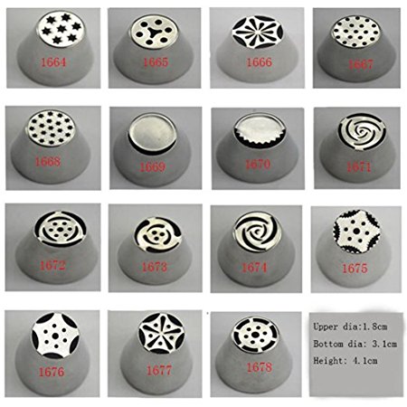 TANGCHU 15pcs Small Russian Cake Decoration Pastry Icing Nozzle Tip Baking Tool Set