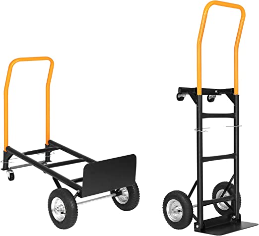 LUCKYERMORE Convertible Hand Truck Dual Purpose 2 Wheel Dolly and 4 Wheel Push Cart with Swivel Wheels 330 Lbs Capacity Heavy Duty Platform Cart for Moving/Warehouse/Garden/Grocery