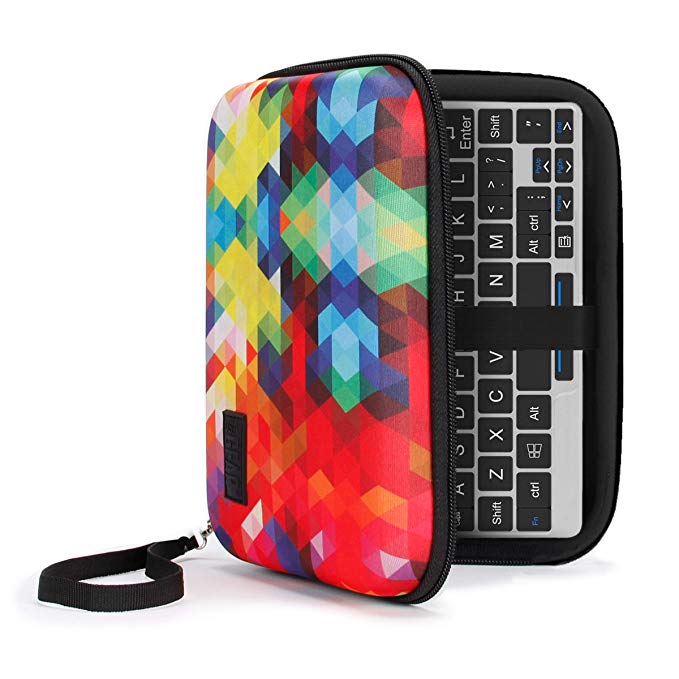 USA Gear 7 Inch Mini Laptop PC Hard Shell Storage Travel Case - Compatible with GPD Pocket 2, One Mix 2S Yoga, and More - with Durable, Water Resistant Exterior, Interior Mesh Pouch - Geometric