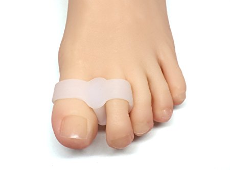 Toe Separators with 2 Toe Loops - Pack of 4 Soft Gel Bunion Correctors with 2 Toe Loops to Hold Separator in Place for Bunion Pain Relief and Stretching by ZenToes