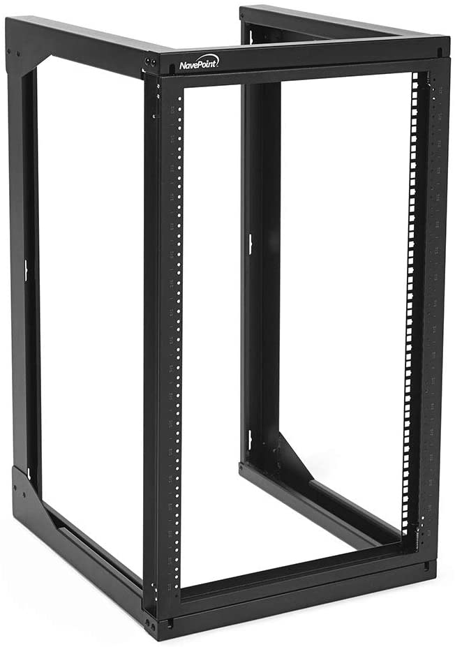 NavePoint 18U Wall Mount Open Frame Network Rack, Swing Out Hinged Gate,24 Inch Depth, Holds Network Servers and AV Equipment, Easy Rear Access to Equipment, Gate Opens 180 Degrees from Either Side