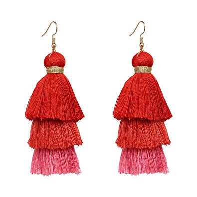 3 Layered Colorful Womens Stylish Earrings Bohemian Style Summer Tassel Drop Earrings