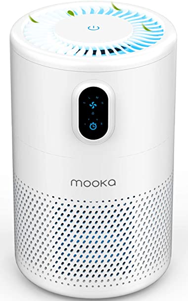 MOOKA Air Purifier for Home Large Room up to 430ft², H13 True HEPA Air Filter Cleaner, Odor Eliminator, Remove 99.97% Allergies Smoke Dust Mold Pollen Pet Dander, Night Light(Available for California)