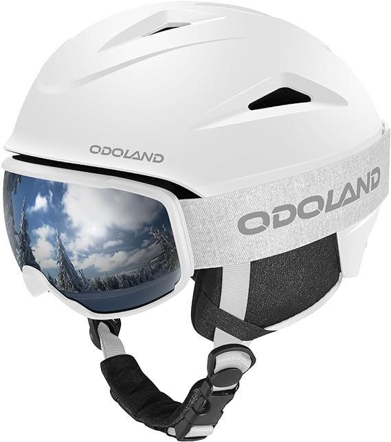 Odoland Snowboard Helmet, Ski Helmet with Ski Goggles for Adults, Durable PC Shell & EPS Foam, Safety Snow Helmets and Protective Goggles for Men Women Youth